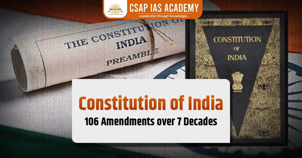 Featured image of the blog on How the Constitution of India Was Amended 106 Times in 7 Decades