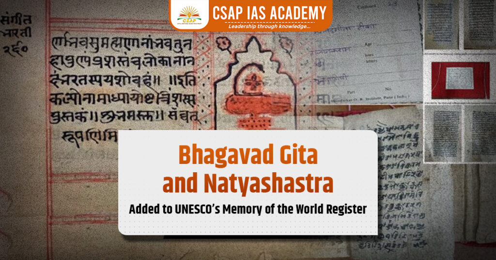 Featured image of the blog on Bhagavad Gita and Natyashastra Added to UNESCO’s Memory of the World Register