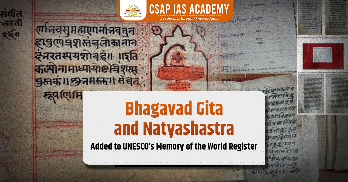 Featured image of the blog on Bhagavad Gita and Natyashastra Added to UNESCO’s Memory of the World Register